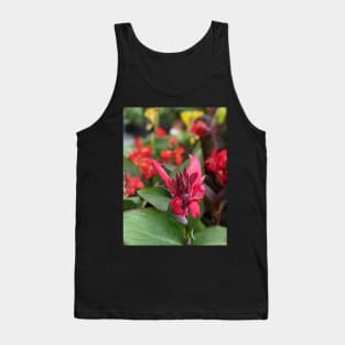 Pink Flower Blooming in Large Leaves 2 Tank Top